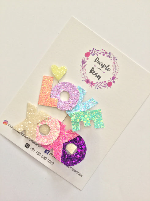 Hair clips set of 2 : LOVE & XOXO